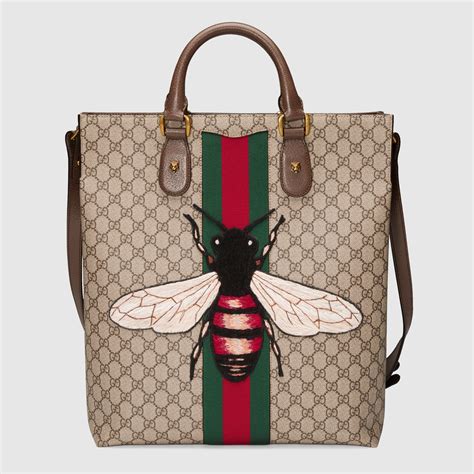 gucci supreme bees tote small|Gucci flats with bee.